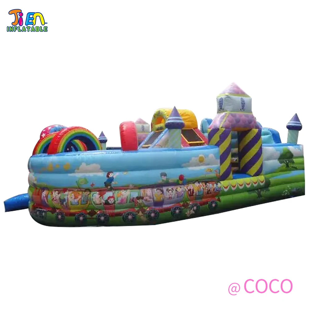 7.5x5.5m custom amusement park inflatable funcity, commercial rent inflatable bouncy house with slides 3