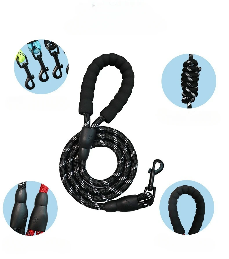 Dog Leash Pet Reflective Nylon Round Explosionproof Punch Walking Without Strangulation