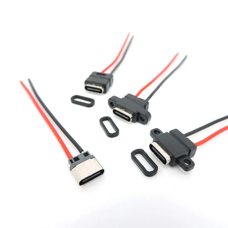 

1/2/5x водонепроницаемый USB Type-C 3,1 2-контактный разъем USB C, гнездо, сварочный зарядный кабель, проводной разъем 180 ° 90 ° для ремонта своими руками