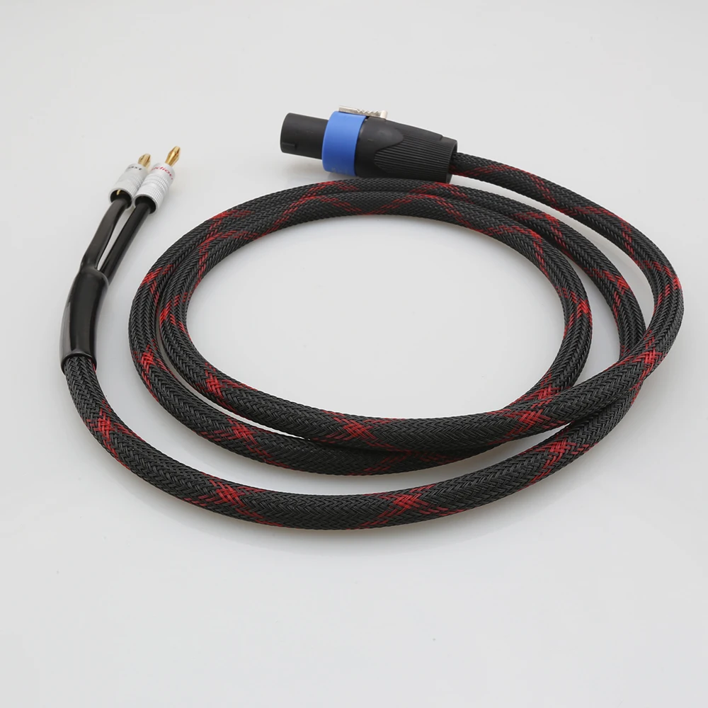 스피커 케이블 4 핀 Speakon-듀얼 바나나 스페이드 Y 플러그 무대 품질 OFC 오디오 케이블 1M 2M 3M 5M 8M 10M 12M