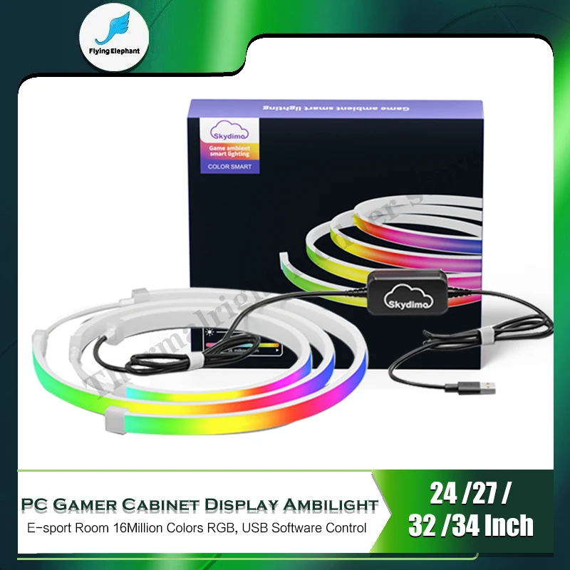 Computador Rgb Luz Atmosférica Quarto E-sport Monitor Desktop Ambilight Fundo 3d Faixa Led Música 5v Usb Controle de Software