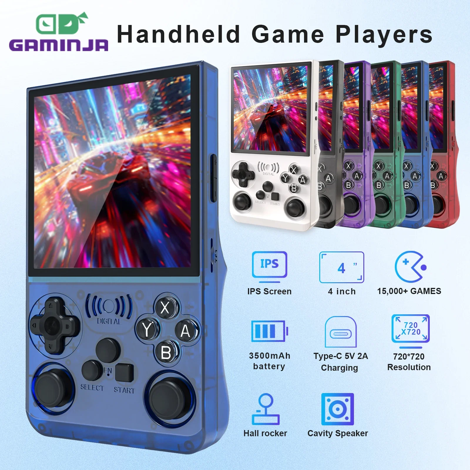 GAMINJA ANS13 Retro Handheld Video Game Console 15000+ Games Built