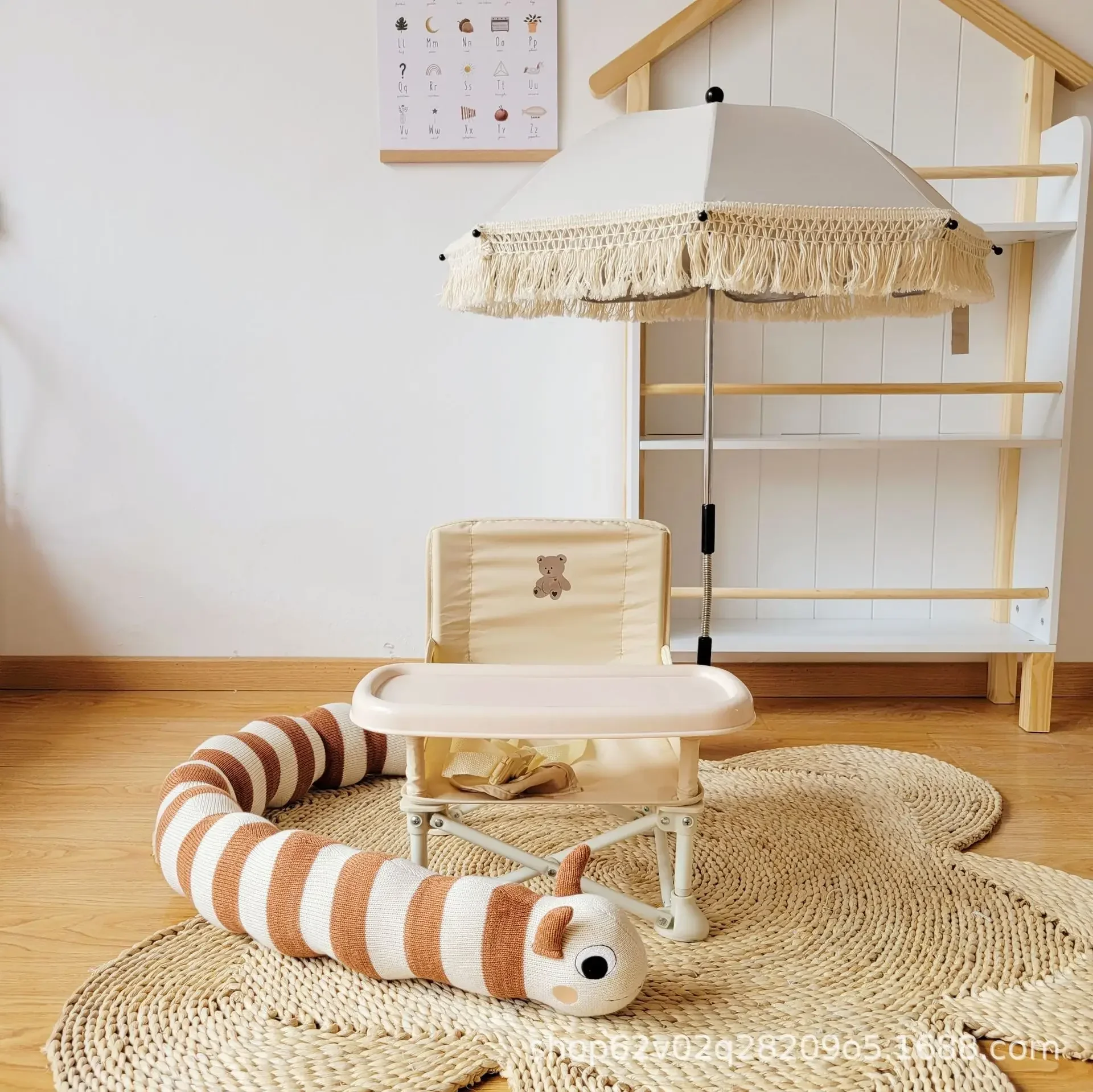 Baby Dining Chair Ins Outdoor Foldable Baby Convenient Eating Props Children's Photo Picnic Chair Cute Metal Bear Dining