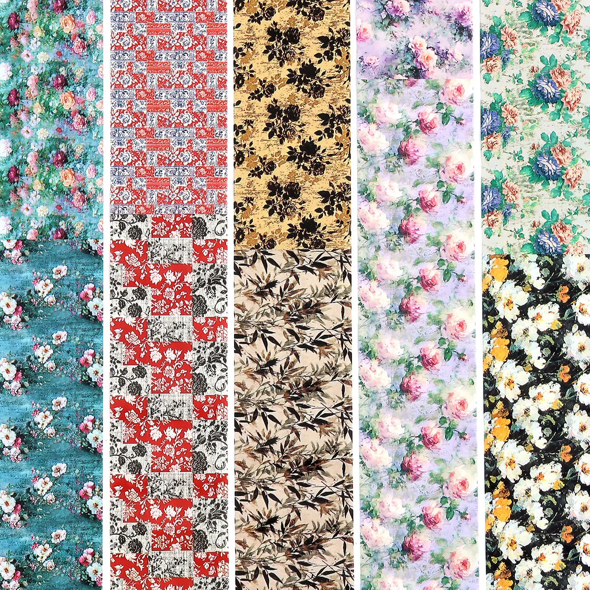 10 Stück Vintage Frühlingsblumen Nagelkunst Folien-Transferaufkleber Rosen-Design Transferaufkleber Folie für Nägel Nagelkunst – Detail 17