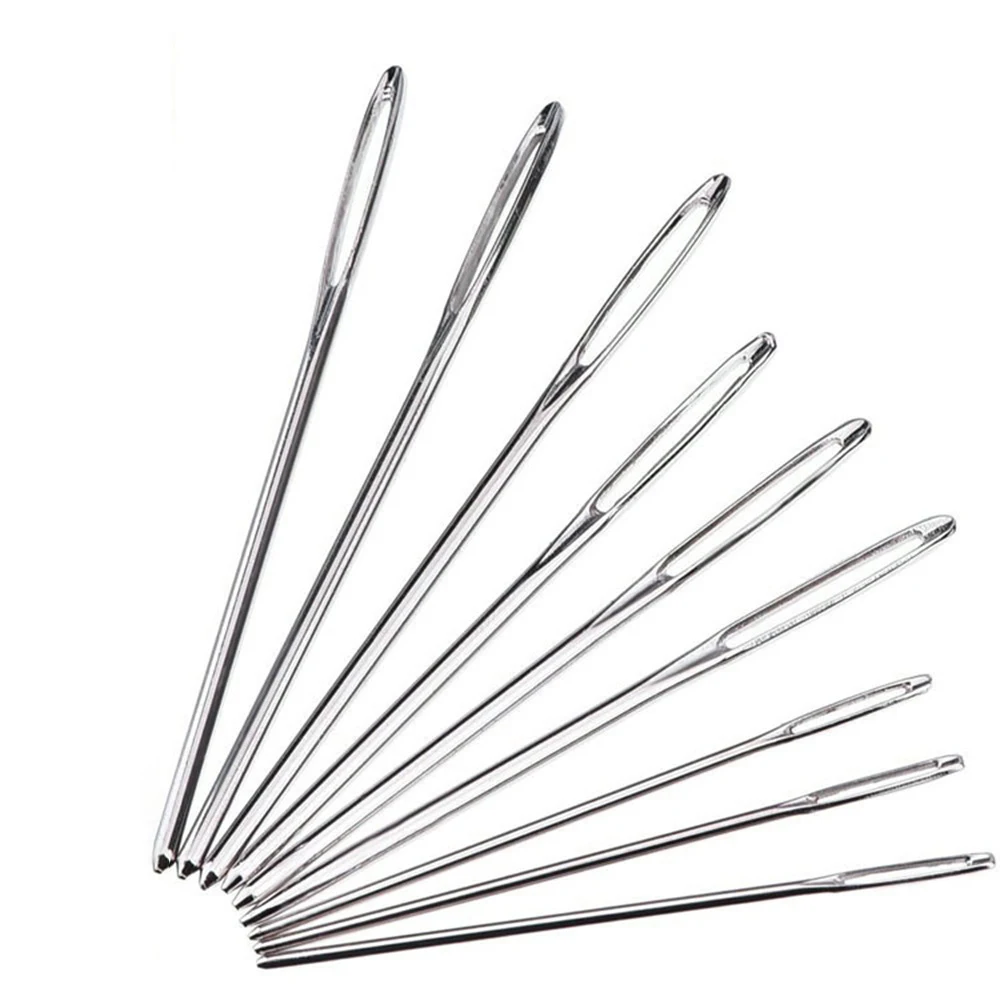 Leather Sewing Needles Sewing Needles Leather Tool Leathercraft Tools Leather Tools Leather Sewing Tool Set 9PCS DIY Leather Craft Large Eye Needles Stainless Steel Stitch Knitting Yarn Sewing Hand Crochet Hook Sewing Accessories