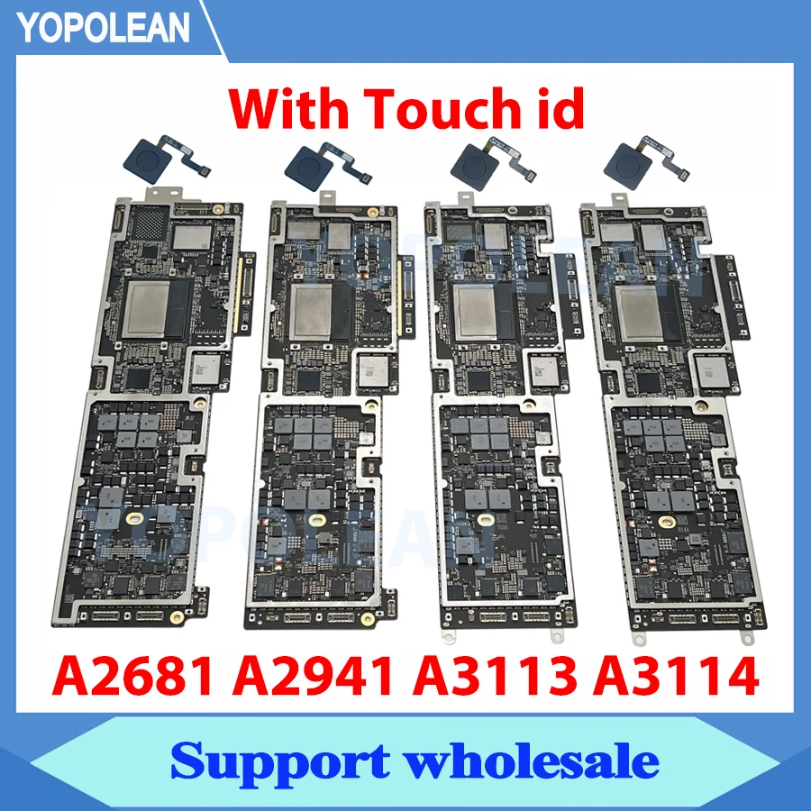 Original Motherboard With touch id For Macbook Air Retina A2681 A3113 A2941 A3114 Logic Board M2 M3 8G 16G 256G 512G 1TB