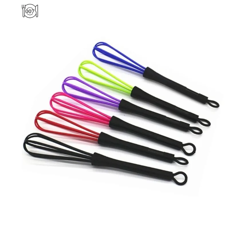 1 PCS Small Mini Plastic Whisk Mixer Hand Egg Beater Stirrer Baking Blender Tool Double Head Whisk with Small Spoon Kitchen egg beater rotary whisk dough whisk electric whisk handheld electric whisk balloon wire whisk wire whisk ball whisk