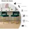 Velvet Bar Stools Set of 4 Counter Height Stools 26" Bar Chair Kitchen Island Chairs with Back Padded Seat Gold Metal Legs 5