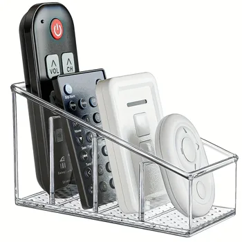 Clear Plastic Remote Control Holder – 4-Compartment Organizer 1