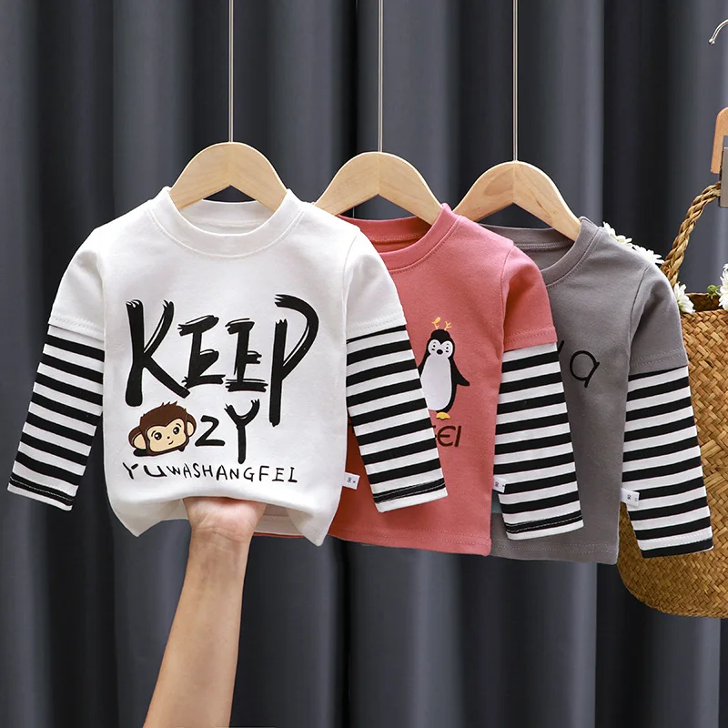 Spring and Autumn Children's T-Shirt Boys Girls Long-Sleeved Tops 0-5 Years Old Cartoon Bottoming Shirt Baby Children's Clothing 2