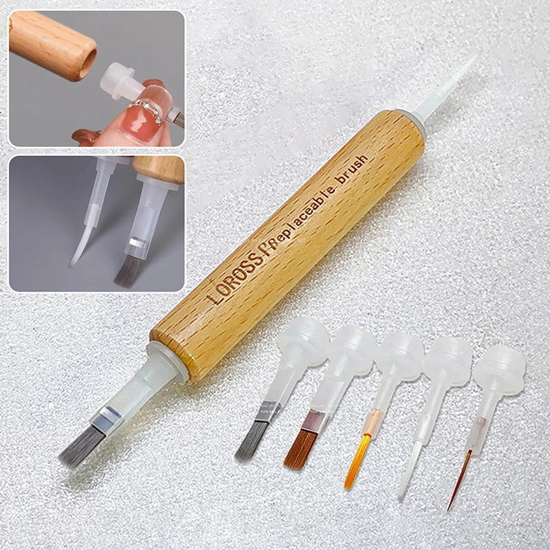 40/60 Pcs Nail Polish Brush With Double Head Pen Can Replacement Head Brush Nail Liquid Applicators Manicure Tools