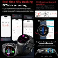 Nouvelle montre connectée ECG 2026 pour diagnostic précis, avec mesure de la graisse corporelle, de l'oxygène sanguin, de la tension artérielle, suivi de la santé et du sport, écran HD AMOLED, appels, pour hommes 3