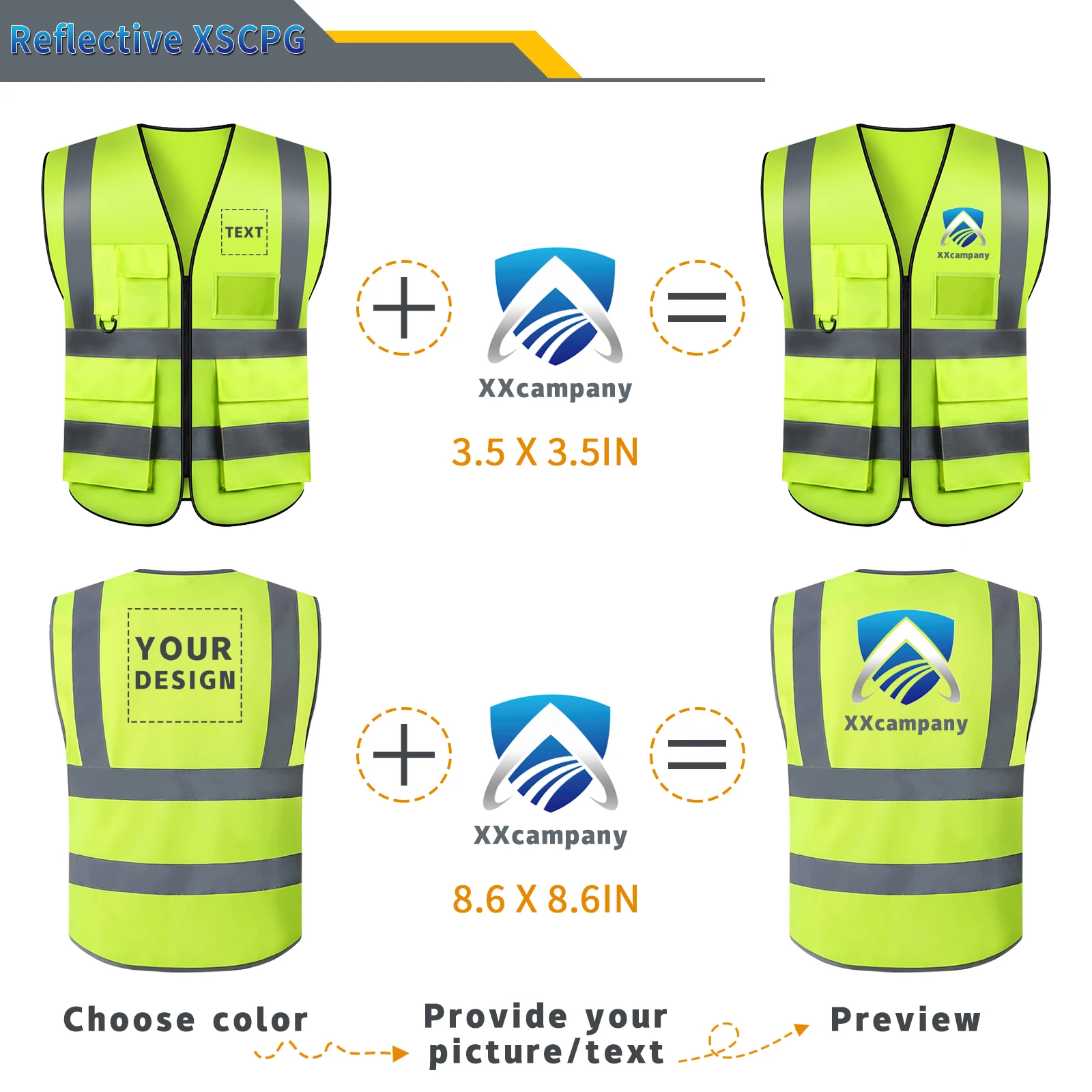 Safety Vest S-5XL for Men Work Vest with Pockets and Zipper Security Protection Working Workwear safety vest