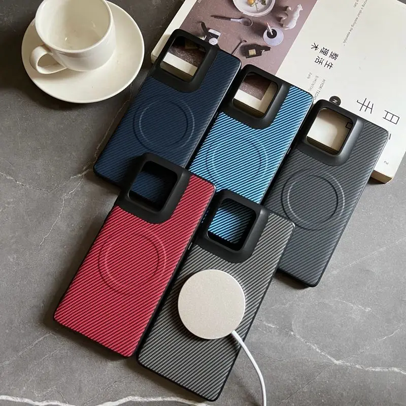 Premium Soft Silicone Carbon Fiber Magnetic Protective Back Cover Case