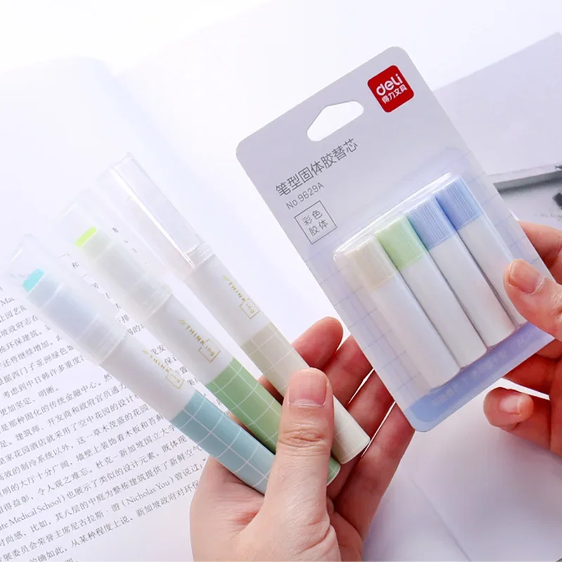 Glue Stick Glue Pen Jelly Color Fast Dry Cute Glue Stick Pen Shape Solid Color Glue Stick DIY Scrapbooking Diary Notebook Envelope Sealing Stickers