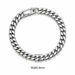 Sleek Cuban Chain Stainless Steel Bracelet for Men & Women - Stylish Jewelry Gift (8mm)