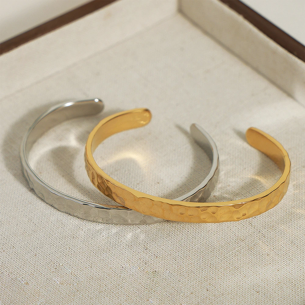 Bangle Bracelet Stainless Steel Bracelet Natural Texture 18k Gold Plated Women's Bracelets