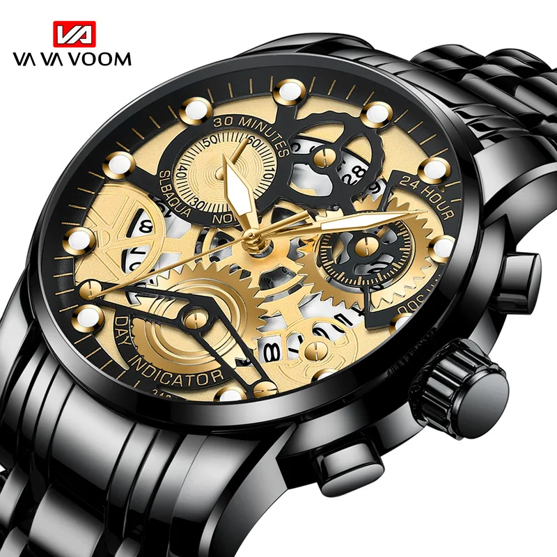 

Fashion VA VA VOOM Top Brand Original Watch For Men's Waterproof Stainless Steel Quartz Analog Business Date Wristwatches