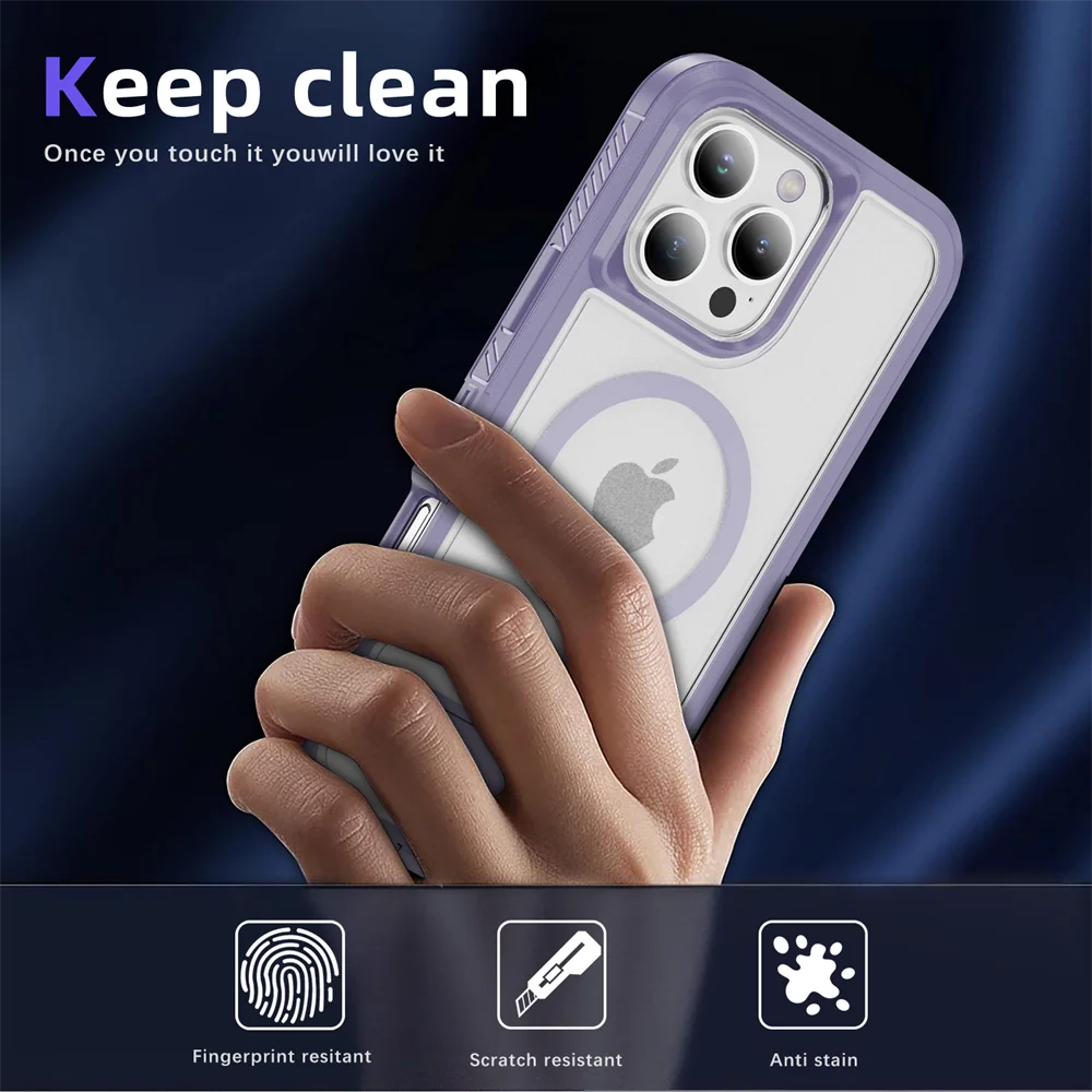 Premium Magnetic Armor Folding Stand Phone Case with MagSafe Compatibility