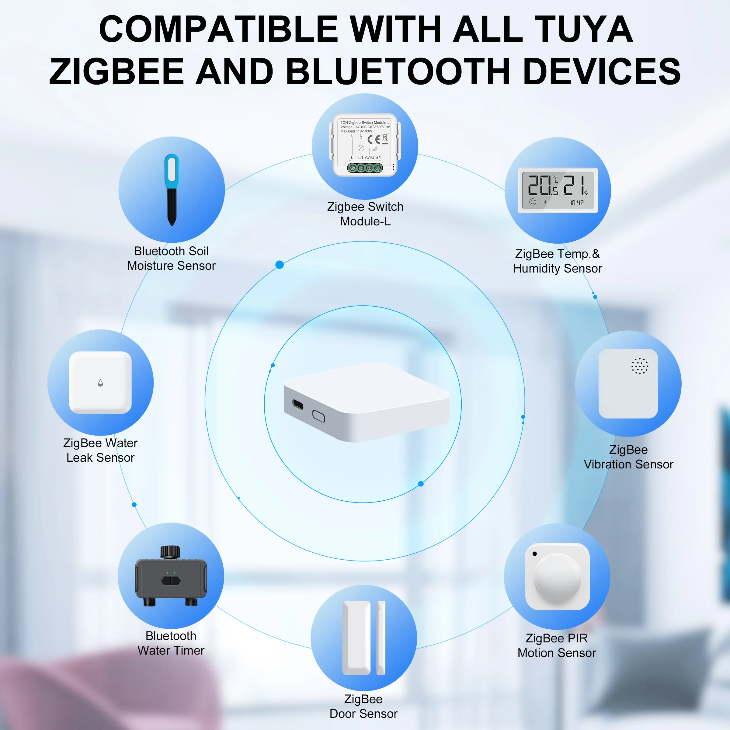 GIRIER Tuya Smart ZigBee Gateway Hub Multi-mode ZigBee and Bluetooth Gateway Bridge for Home Automation System Works with Alexa