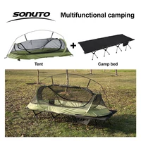 Lit de camping Oxford 210X80cm 600D, lit pliant portable 210x80cm, 4kg léger, installation facile pour les voyages de randonnée en plein air 3