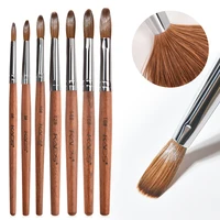 KADS 1pc Kolinsky Sable Acrylic Brush UV Gel Carving Pen Brush Liquid Powder DIY Nail Drawing Flat Round Red Wood Nail Art Brush 2