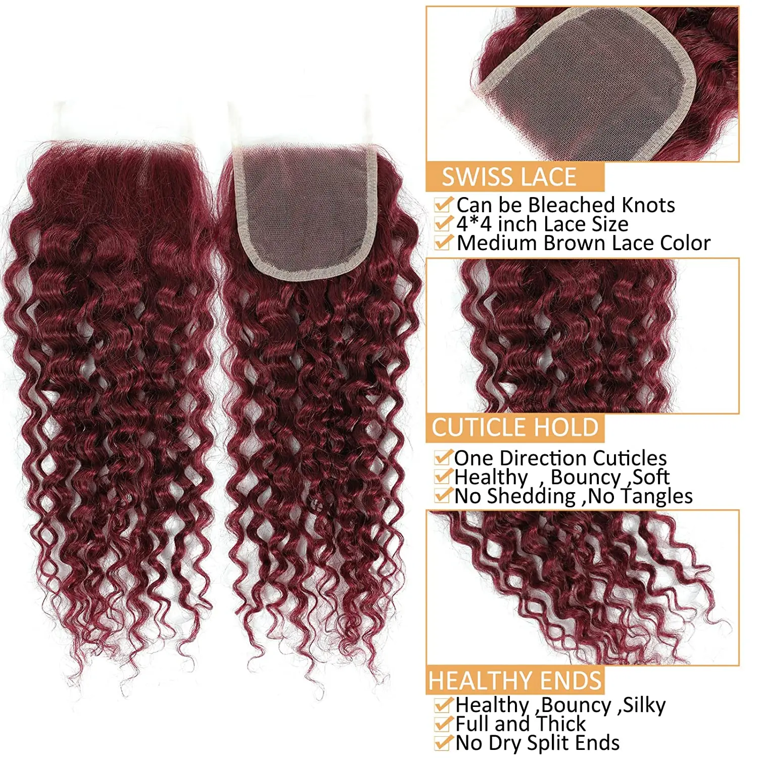 12A Water Wave Bundles With Frontal 99J Burgundy Wet and Wavy Virgin Curly Loose Deep Wave Human Hair Bundles With Closure human hair bundles human hair closure