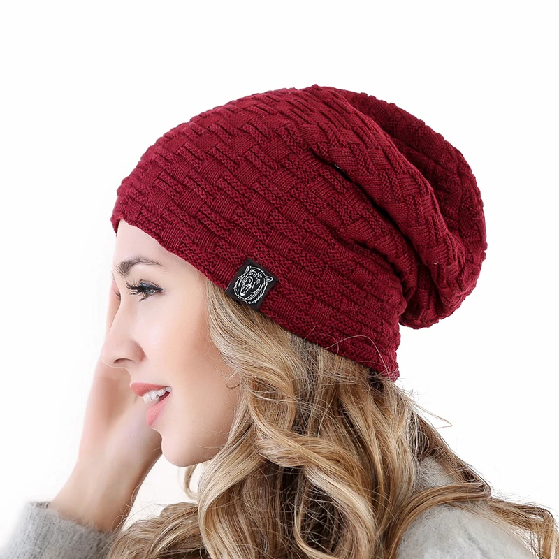 Heißer Verkauf Unisex Tiger Label Winter Hut Plüsch Fell Warme Mützen Hut Mode Gestrickte Hut Für Männer Frauen – Detail 3