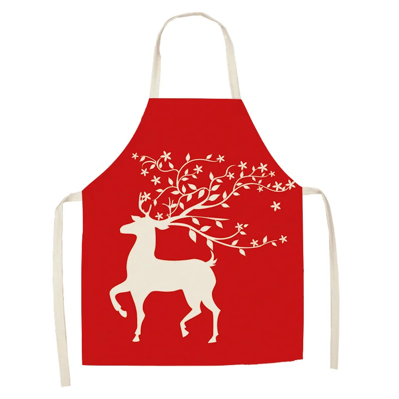 2022 Christmas Apron Sleeveless Kitchen Apron Floral Restaurant Workwear Adult Waist Accessory Anti-dirty Family Dinner Apron