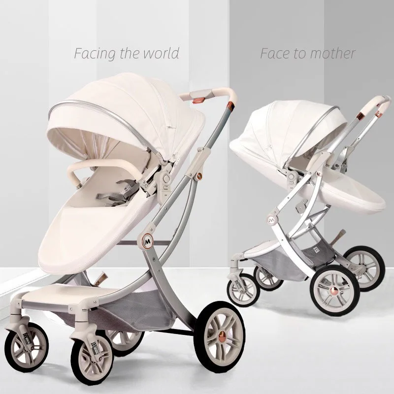 Poussette bébé 2 en 1, landau de luxe, coquille d'œuf bidirectionnelle, panier de couchage pour nouveau-né, cuir PU de paysage haut 1 Poussette bébé 2 en 1, landau de luxe, coquille d'œuf bidirectionnelle, panier de couchage pour nouveau-né, cuir PU de paysage haut 1
