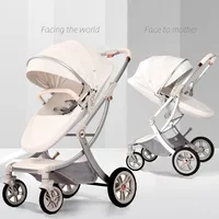 Poussette bébé 2 en 1, landau de luxe, coquille d'œuf bidirectionnelle, panier de couchage pour nouveau-né, cuir PU de paysage haut 1