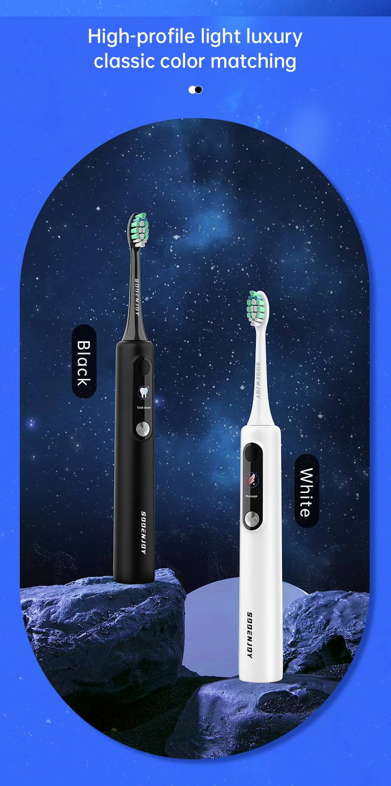LCD Inteligente, Escova Dente Ultrassônica, Limpador Automático,