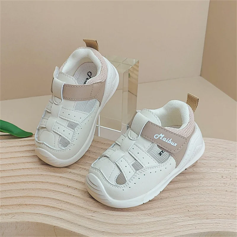 Summer Baby Shoes Leather Cut-outs Soft Sole Boys Sandals Closed Toe Non-slip Fashion Toddler Girls Sandals EU 15-25