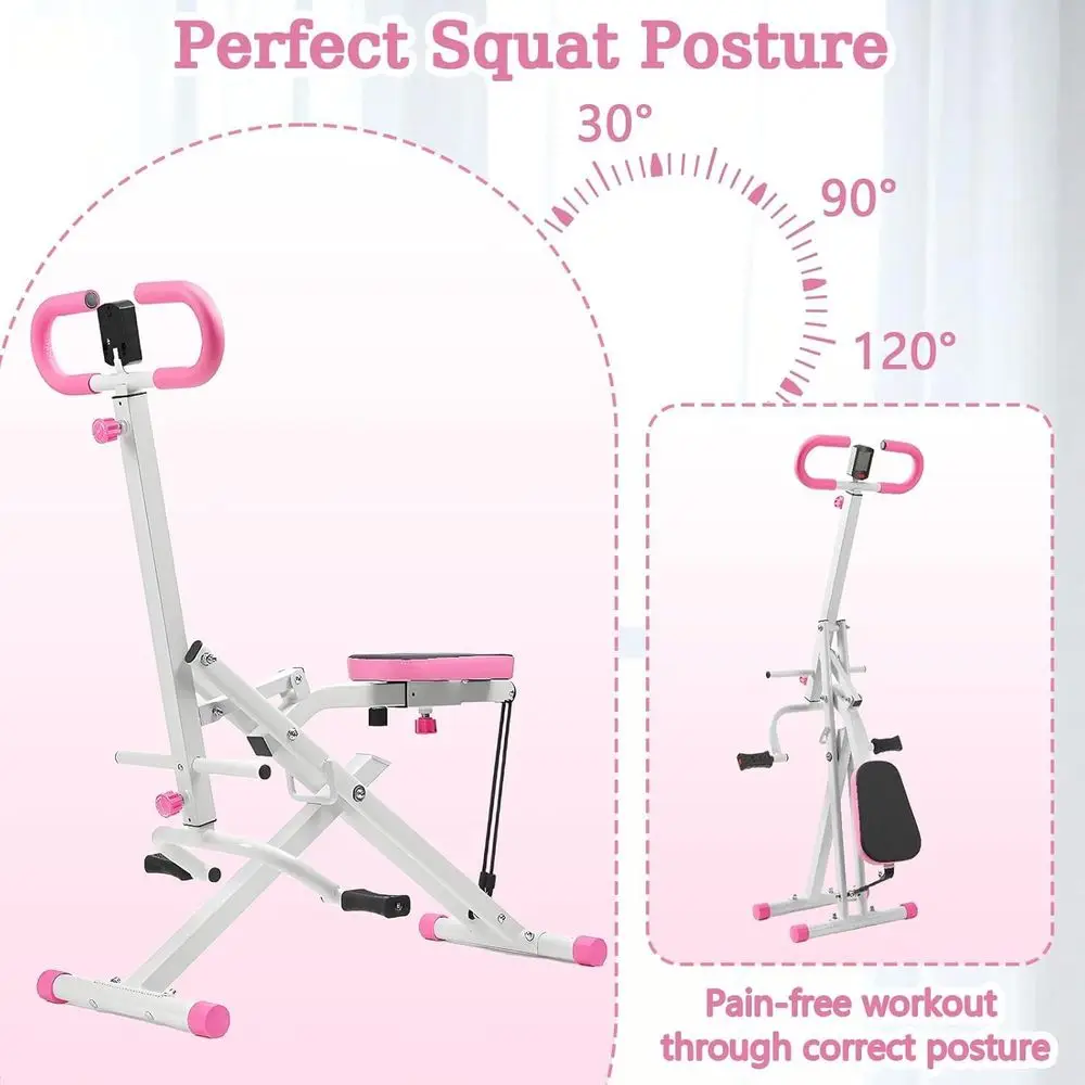 Women Home Deep Machine, Foldable Squat Rowing Machine With Adjustable Resistance, Glute Leg Cardio Workout Equipment_voghion.com