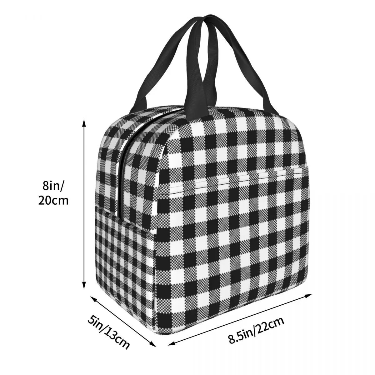Black And White Gingham Lunch Box Women Geometric Checkered Plaid Cooler  Thermal Food Insulated Lunch Bag For Work Picnic Bags - AliExpress