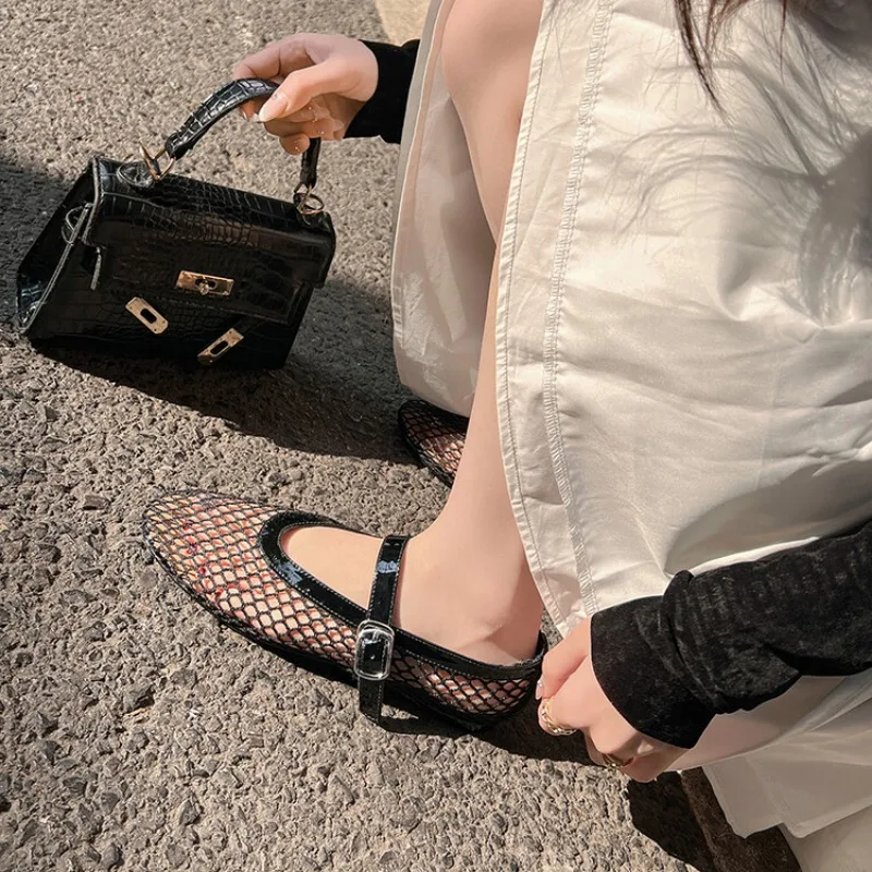 LeShion Of Chanmeb Brand Mesh Net Ballet Flats Shoes for