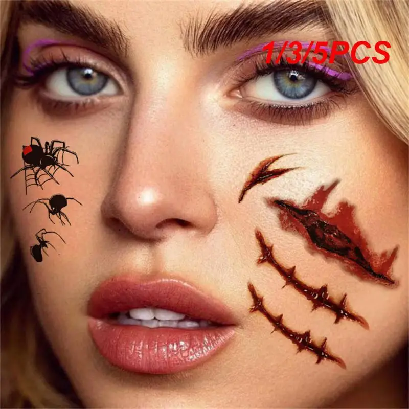 

1/3/5PCS Halloween Waterproof Temporary Tattoo Stickers Sexy Bloody Makeup Zombie Scar Tattoo Decoration Wound Horror Blood