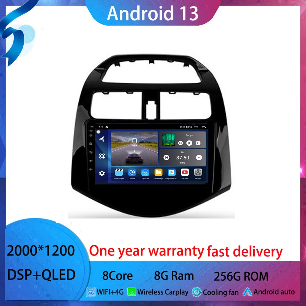 

9 inch Android 13 For Chevrolet Spark 2009-2016 Car Radio Multimedia Video Player Android auto wireless adapter no 2 din BT5.0