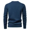 New Men's Cotton Sweater For Autumn Winter Crew Neck Pullover Sweater With Solid Color Casual Business Geometric Knitted Sweater 2