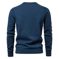 New Men's Cotton Sweater For Autumn Winter Crew Neck Pullover Sweater With Solid Color Casual Business Geometric Knitted Sweater 2