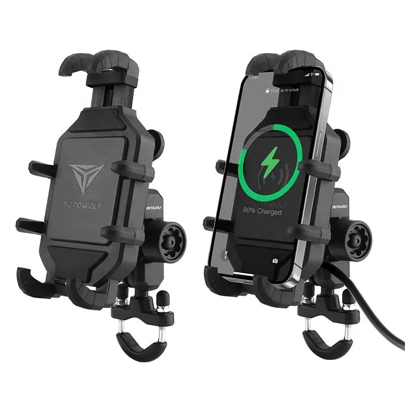 Wireless Motorcycle Phone Holder with Quick Charge 3.0 – Handlebar Mount