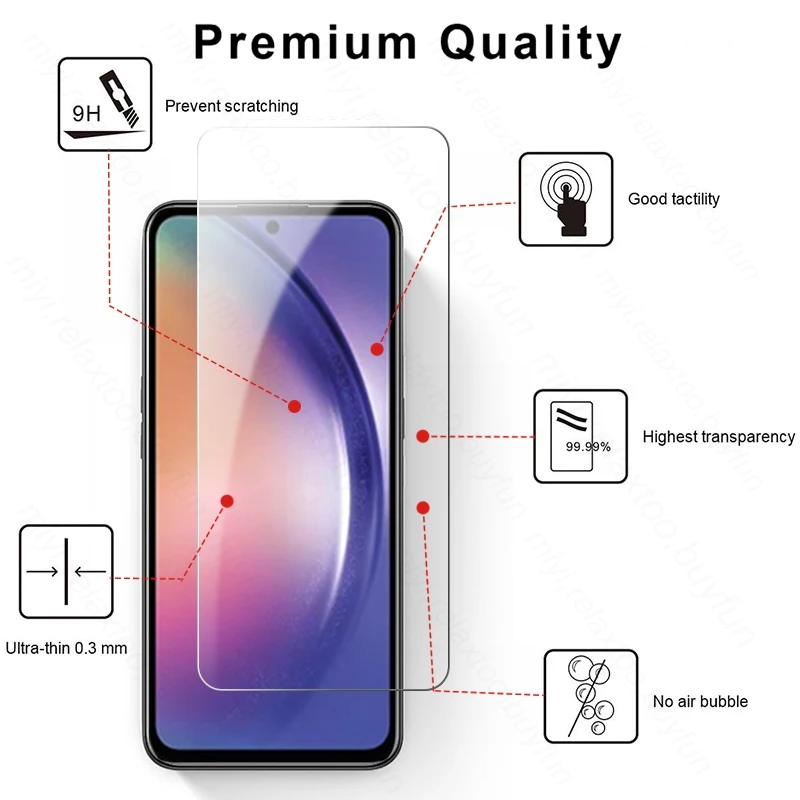 Screen Protector Phone Case Phone Protector Cover Tempered Glass 3PCS for Samsung Galaxy A54 5G