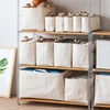 Wardrobe Cotton Linen Clothing Storage Basket Fabric Folding Large Portable Toy Sundries Storage Baskets Storage Organizer White 2
