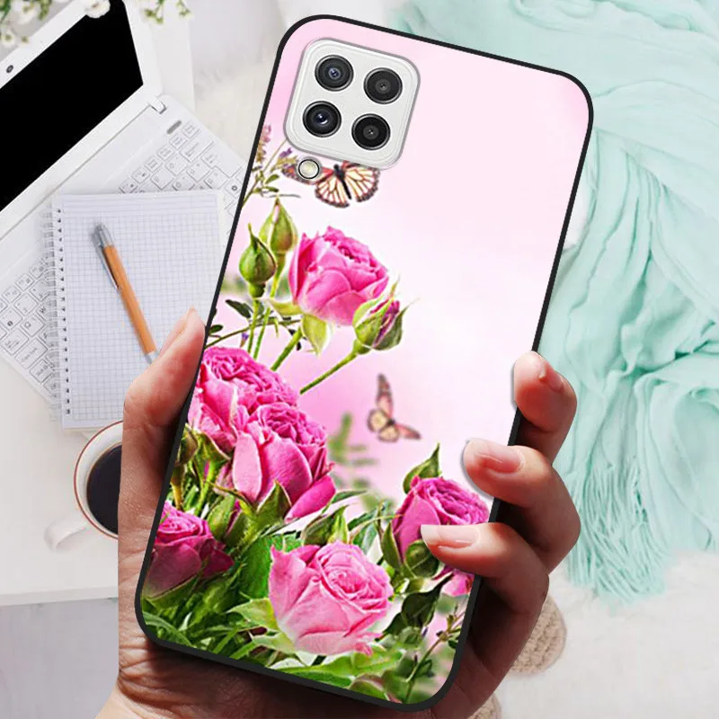 Black Silicone Soft Case with Lion and Wolf Design - Protective Shell for Samsung Galaxy A22/A22s 5G