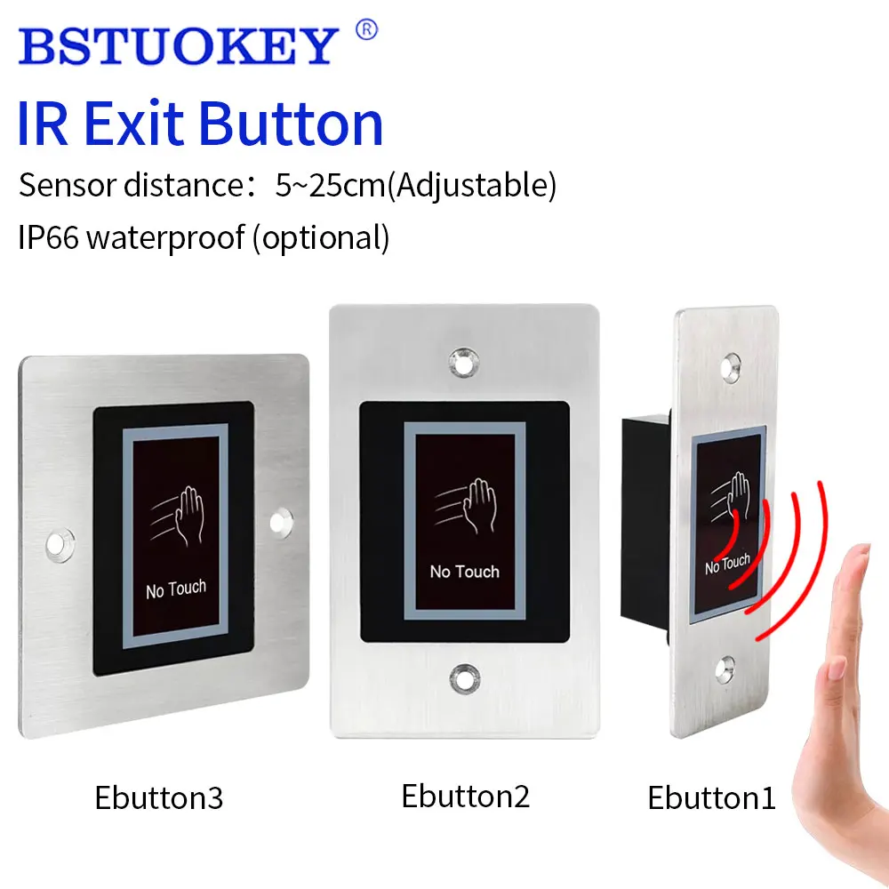 Touchless Door Exit Button Release Push Switch Wi Backlight for Access Control System Electronic Door Lock Embedded Mount Design door exit touch type access control switch led backlight push button switch access control system accessories