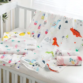 Coperta per neonato fasciatoio per neonato in mussola di cotone a due strati 110 * 120 cm morbida garza da bagno per neonato avvolgente per neonato sacco a pelo copertura per passeggino
