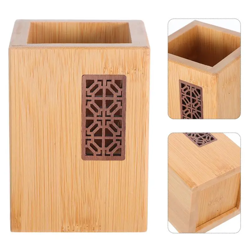 Bamboo Pen Holder Carvings Desk Organizer Home Pencil Stand Pen And Pencil Cup For Office School Desktop Storage