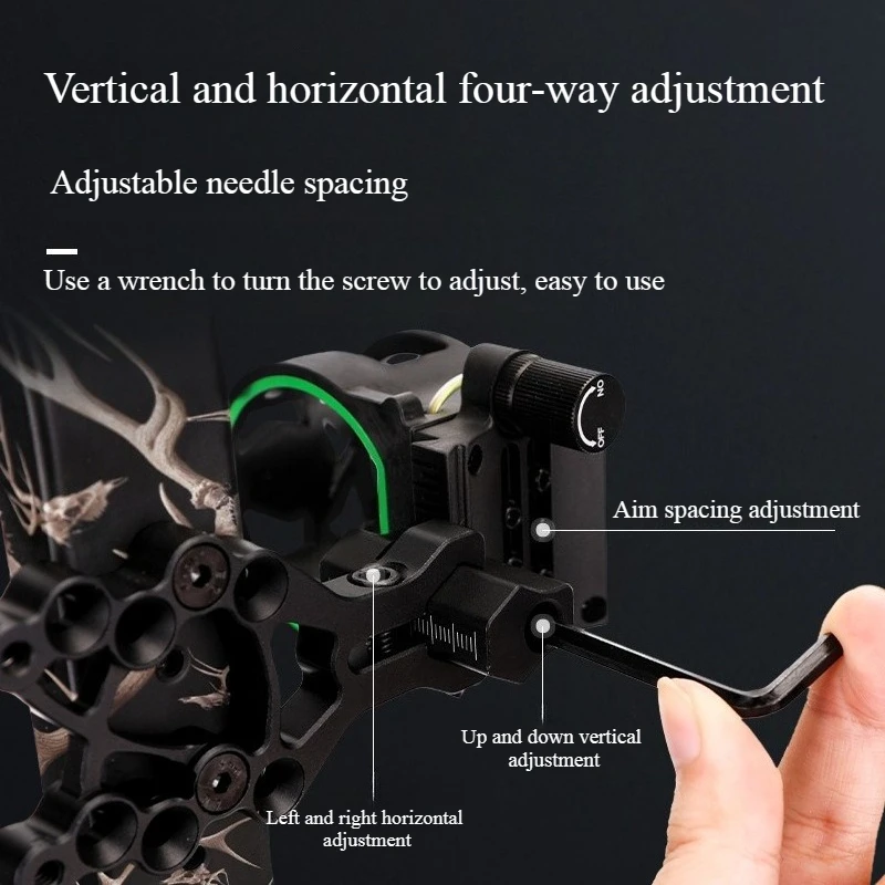 M1 Five Pin Sight Archery Equipment with Four-way Adjustable Sight Precise and Independently Adjustable Accuracy Easy To Use