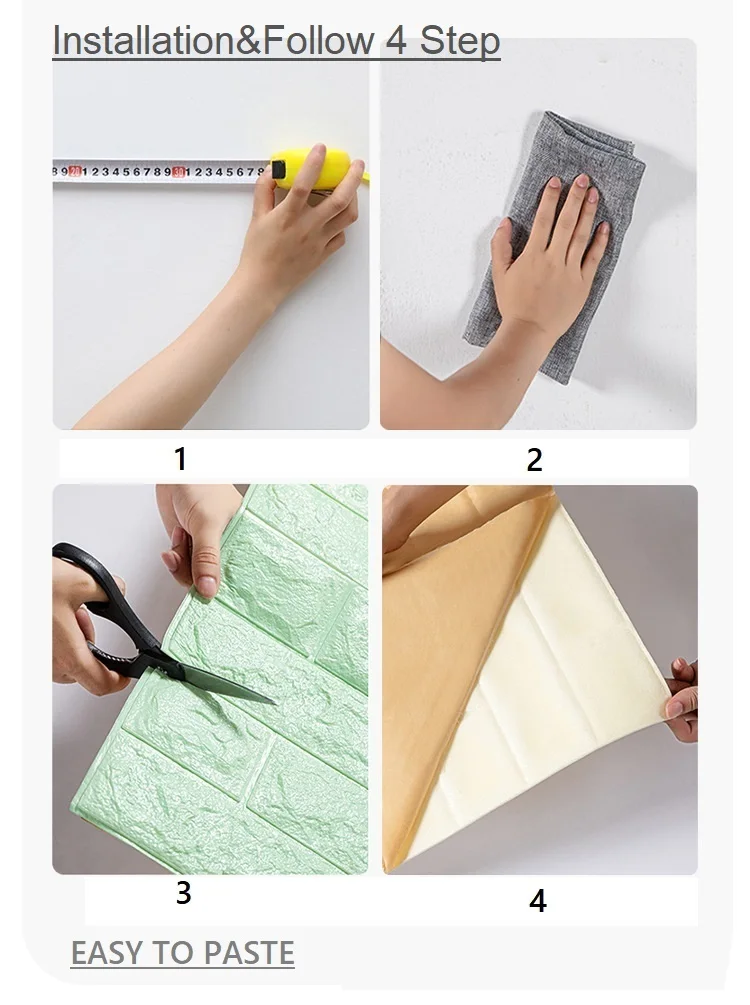 3D Self-adhesive Wallpaper Stickers Instructions