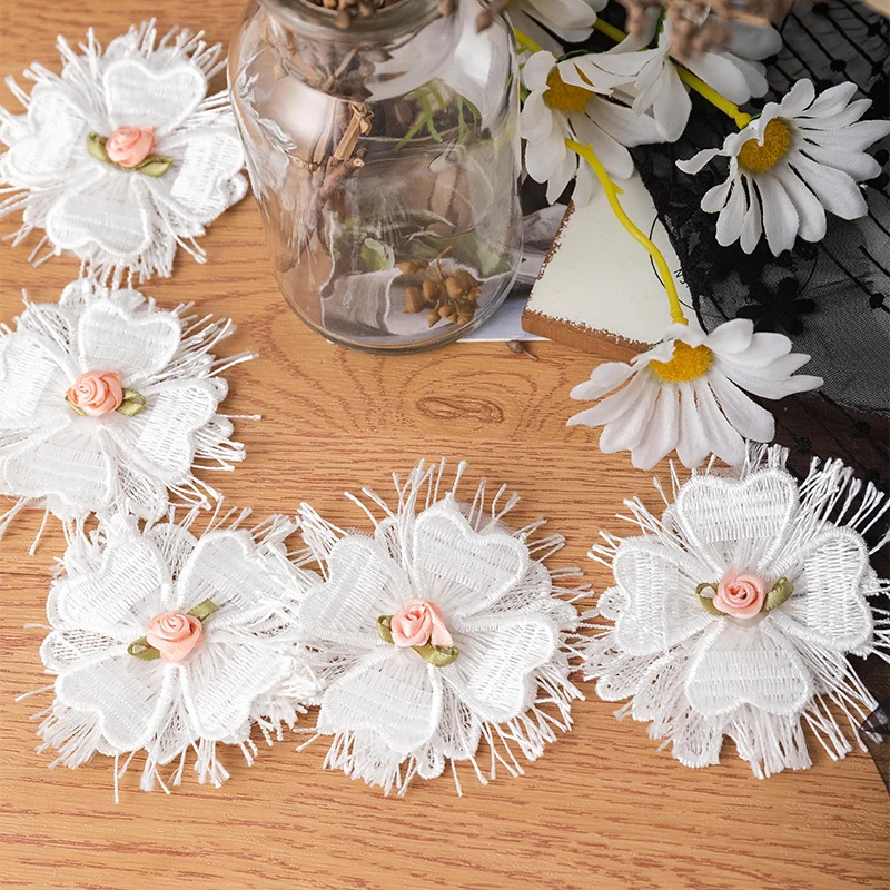 Lace Ribbon White 3D Flower Butterfly Lace Trim Appliqu Trimming Lace Ribbon Embroidered Fabric Sewing Craft DIY Handmade Wedding Decoration
